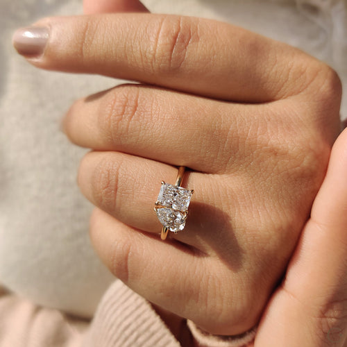 Violette Joy - 2 Stone Engagement Ring With Pear And Radiant Diamond