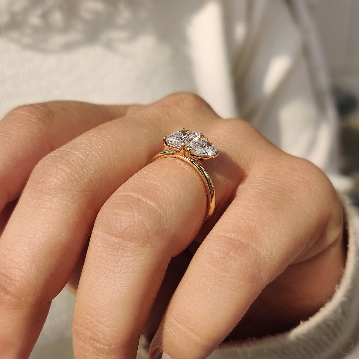 Violette Joy - 2 Stone Engagement Ring With Pear And Radiant Diamond