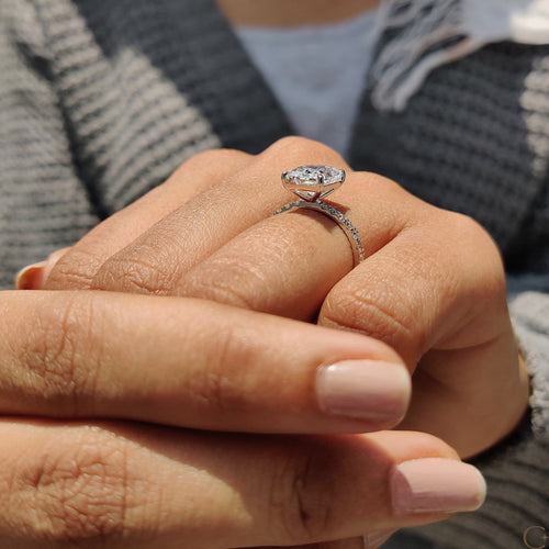Anouk Fern - Radiant Cut Ring In Pave Setting