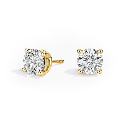 Celestia Moissanite Round-Cut Stud Earrings by Nura Lab in 14K yellow gold plating over S925 sterling silver