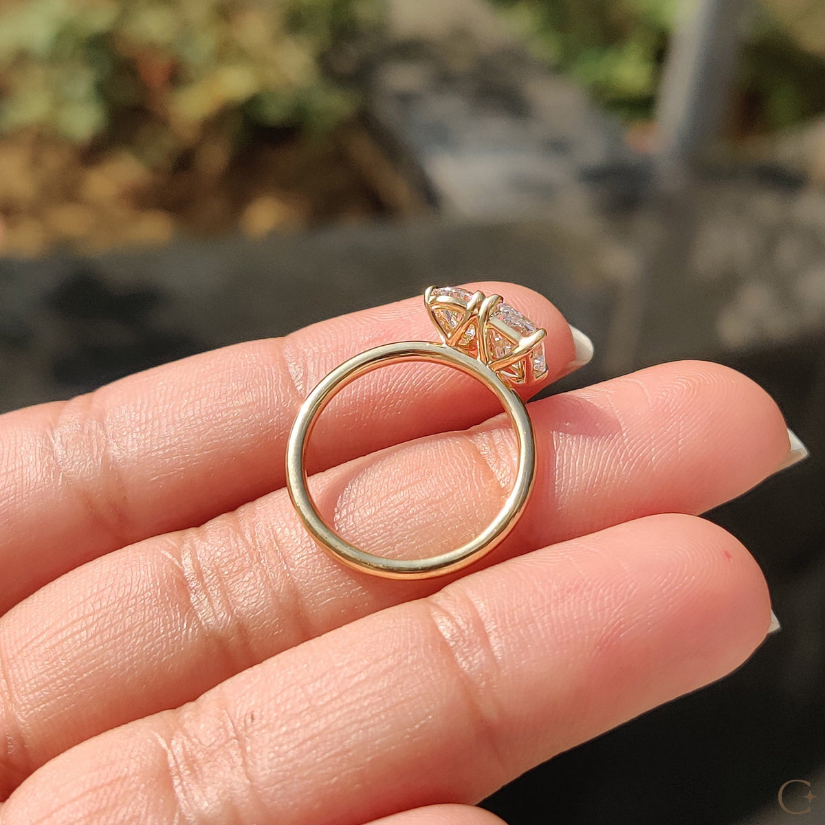 Violette Joy - 2 Stone Engagement Ring With Pear And Radiant Diamond