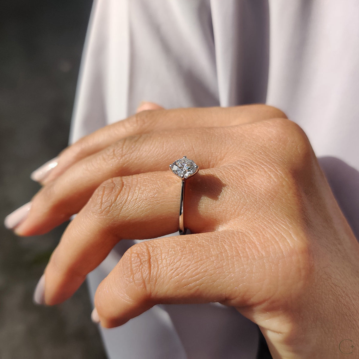 Clarissa Belle - Round Solitaire Engagement Ring With Tapered Shank Design