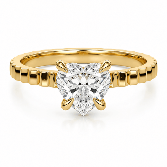 Chiara - Heart Shape Solitaire Fluted Band Engagement Ring
