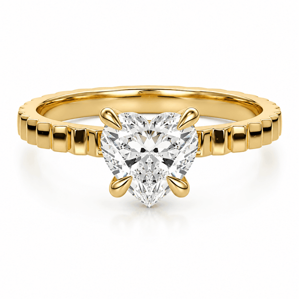 Chiara - Heart Shape Solitaire Fluted Band Lab Grown Diamond Engagement Ring