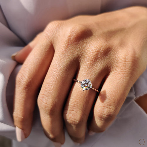 Clarissa Belle - Round Solitaire Engagement Ring With Tapered Shank Design