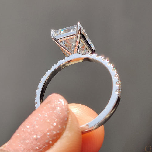Anouk Fern - Radiant Cut Ring In Pave Setting