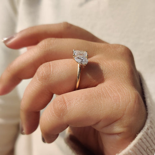 Violette Joy - 2 Stone Engagement Ring With Pear And Radiant Diamond