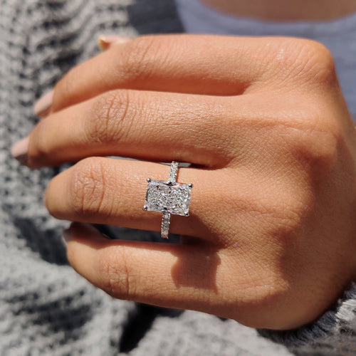 Anouk Fern - Radiant Cut Ring In Pave Setting