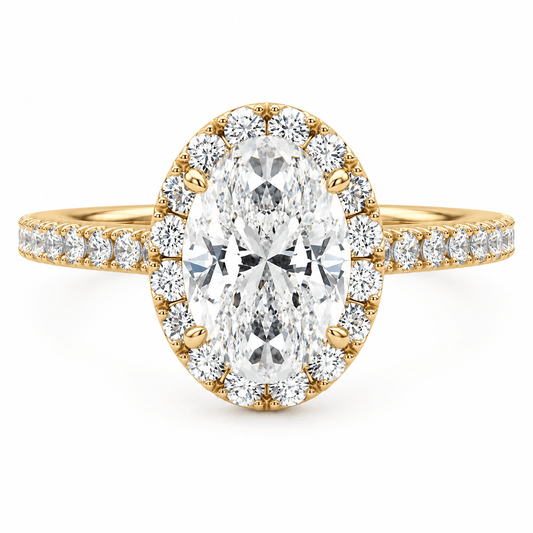 Penelope - Oval Lab Grown Halo Engagement Ring