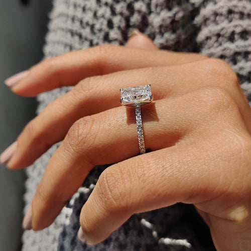 Anouk Fern - Radiant Cut Ring In Pave Setting