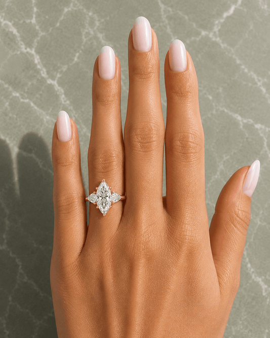 Lila - Marquise Three Stone Lab Grown Diamond Engagement Ring
