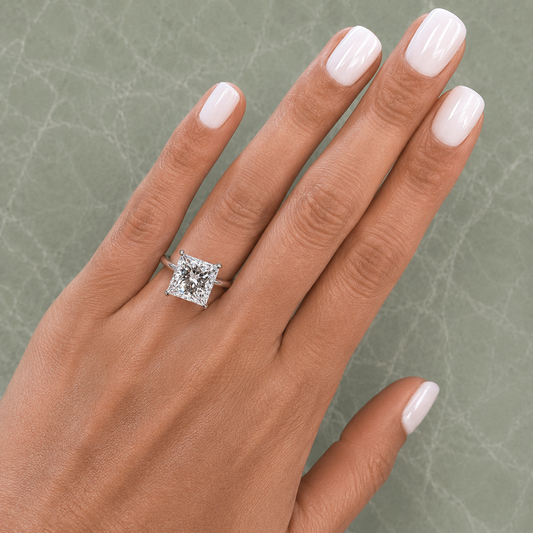 5 Carat Princess Cut Solitaire Engagement Ring - Lab Grown Diamond in Platinum