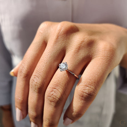 Clarissa Belle - Round Solitaire Engagement Ring With Tapered Shank Design