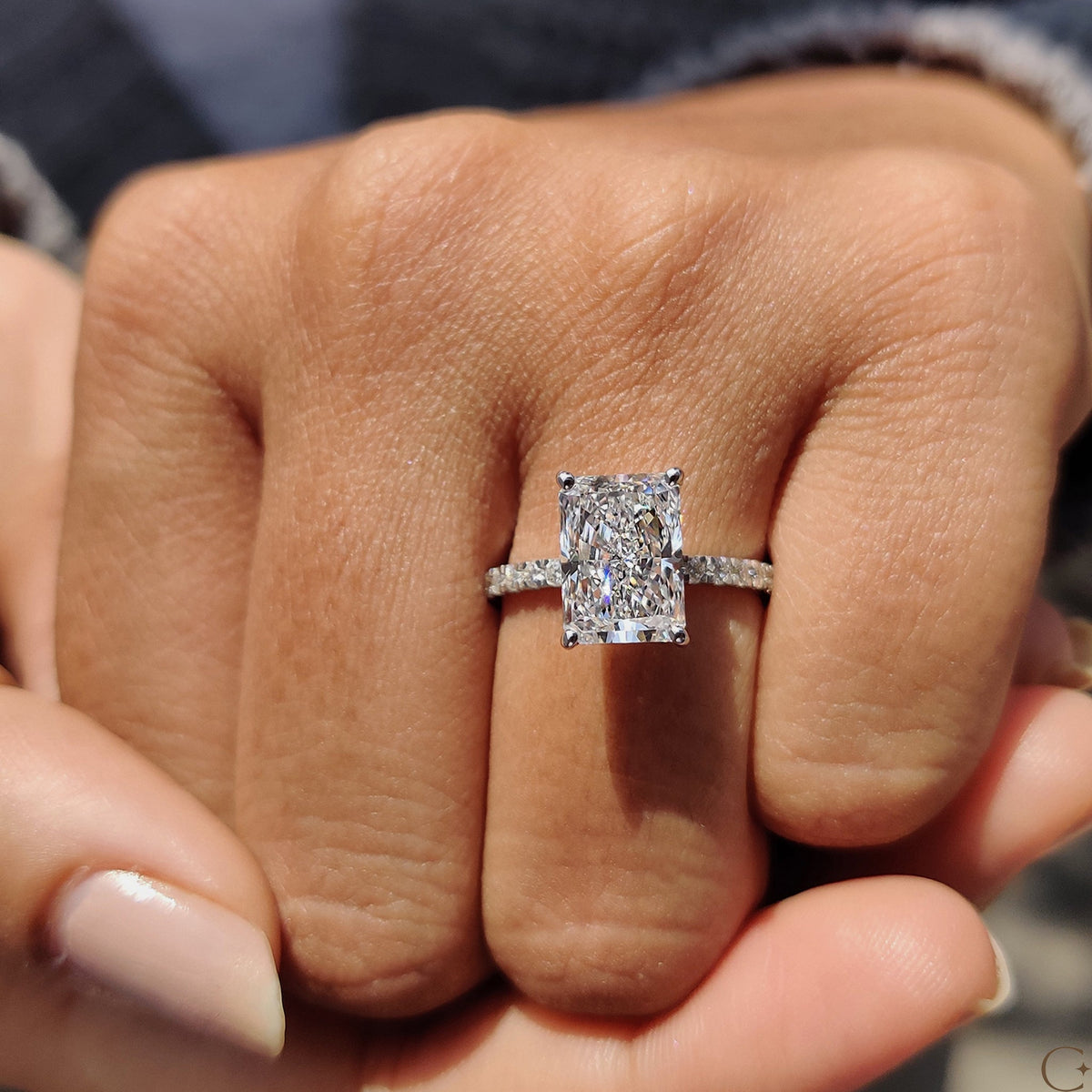 Anouk Fern - Radiant Cut Ring In Pave Setting