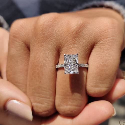Anouk Fern - Radiant Cut Ring In Pave Setting