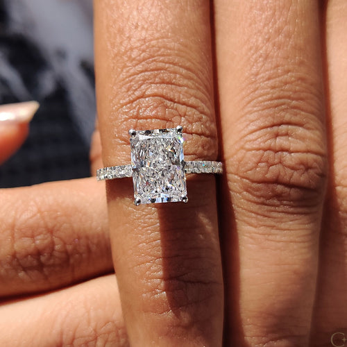 Anouk Fern - Radiant Cut Ring In Pave Setting