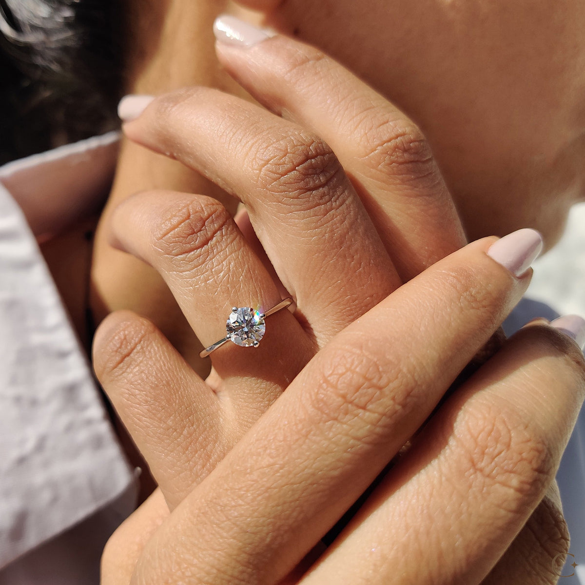 Clarissa Belle - Round Solitaire Engagement Ring With Tapered Shank Design