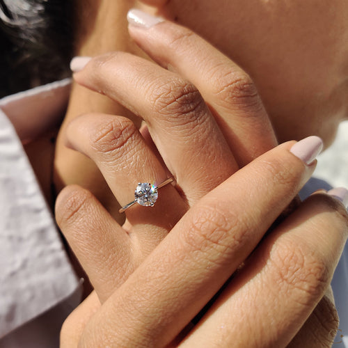 Clarissa Belle - Round Solitaire Engagement Ring With Tapered Shank Design