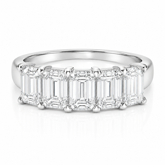 5 Carat Emerald Five Stone Anniversary Band