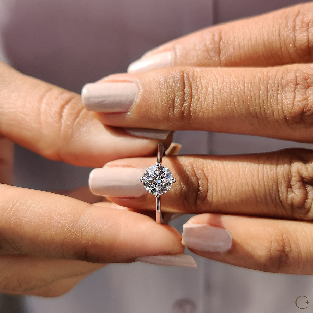 Clarissa Belle - Round Solitaire Engagement Ring With Tapered Shank Design