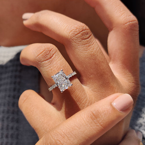 Anouk Fern - Radiant Cut Ring In Pave Setting
