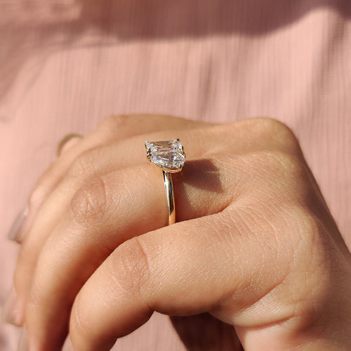 Violette Faye - Emerald And Pear Engagement Ring In Toi Et Moi Style