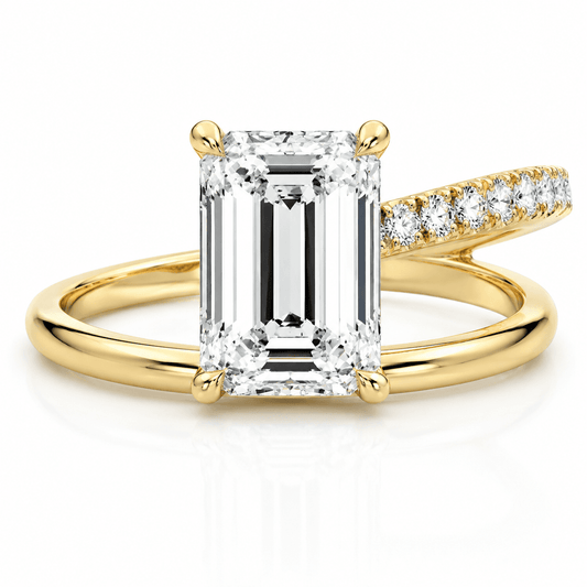 Kaila - Emerald Cut Spiral Lab Grown Diamond Engagement Ring