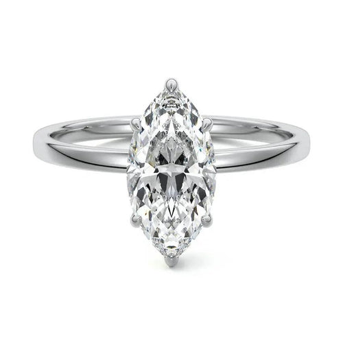 Marquise solitaire lab-grown diamond engagement ring in 18K gold by Nura Lab New Zealand