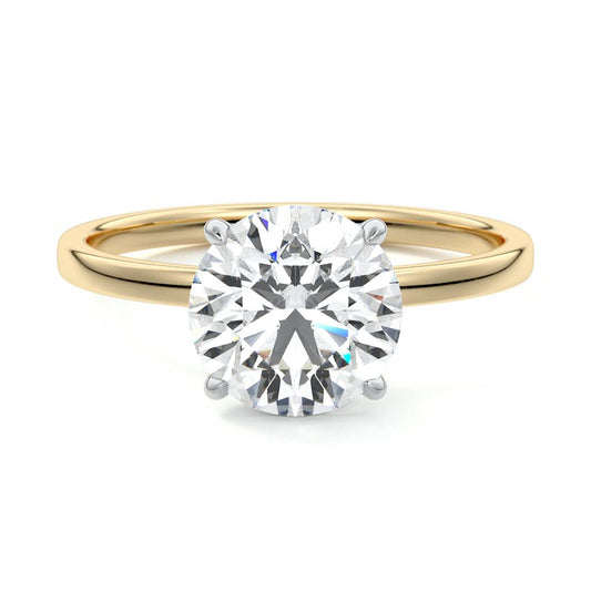 Solitaire lab-grown diamond or moissanite engagement ring in yellow and white gold – Nura Lab New Zealand