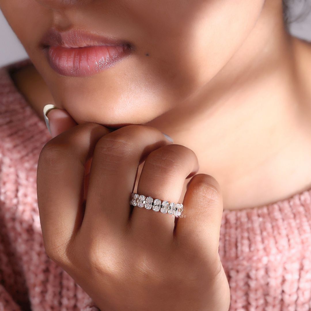 An eternity wedding band adds continuous sparkle around your finger.