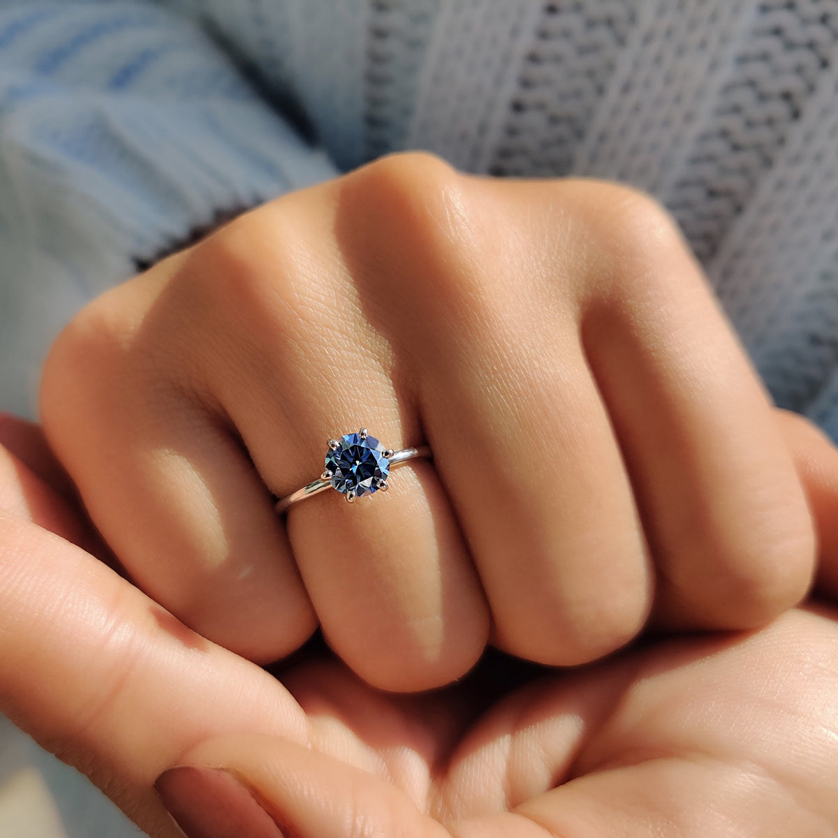 Juliette Sage - Royal Blue Ring In Simple Solitaire Style