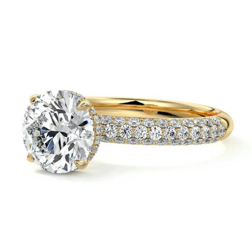 Luana - Triple Pavé Hidden Halo Lab Grown Diamond Engagement Ring Raphana Jewellery