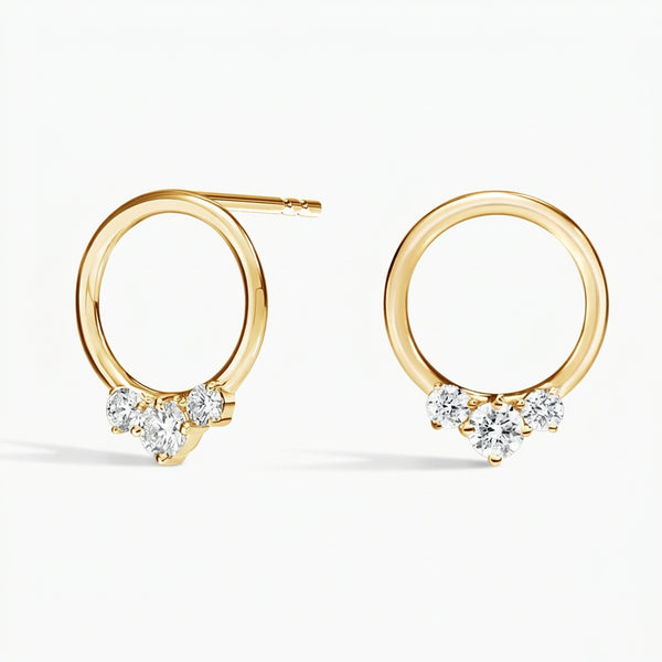 Celestia - Circle Moissanite Trio Earrings