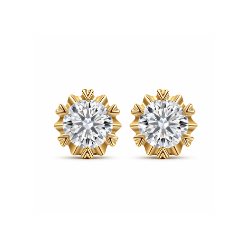 Tulip - Moissanite Stud Earrings 14K Yellow Gold