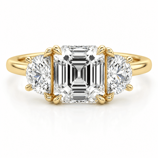 Laurie - Asscher Three Stone Lab Grown Diamond Engagement Ring