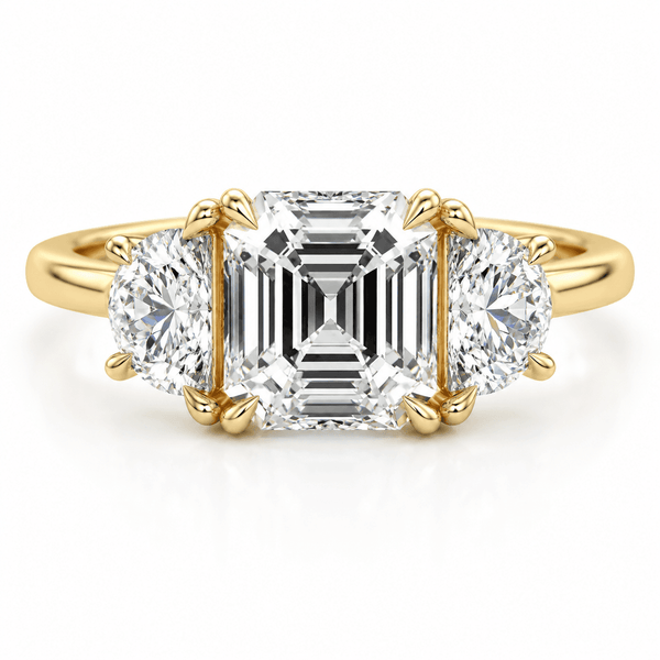Laurie - Asscher Three Stone Lab Grown Diamond Engagement Ring
