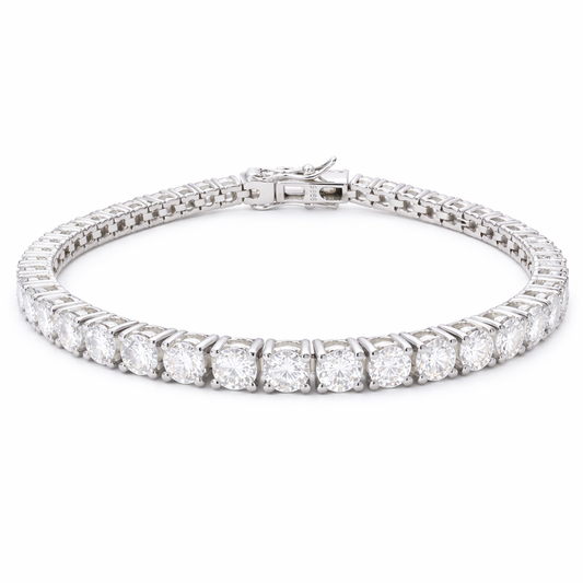 12 carat lab moissanite tennis bracelet with round cut stones in silver 925, 4mm width high luxury statement jewellery