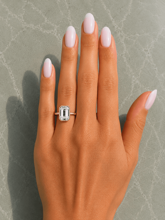 Scarlett - Bezel Emerald Cut Lab Grown Diamond Engagement Ring