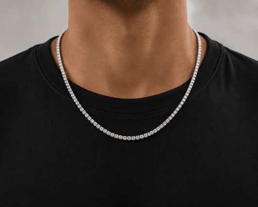 30 Carat Tennis Necklace -  Moissanite Round Cut in Silver 925