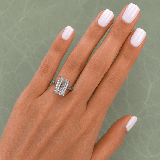 5 Carat Emerald Cut Solitaire Engagement Ring - Lab Grown Diamond in Platinum