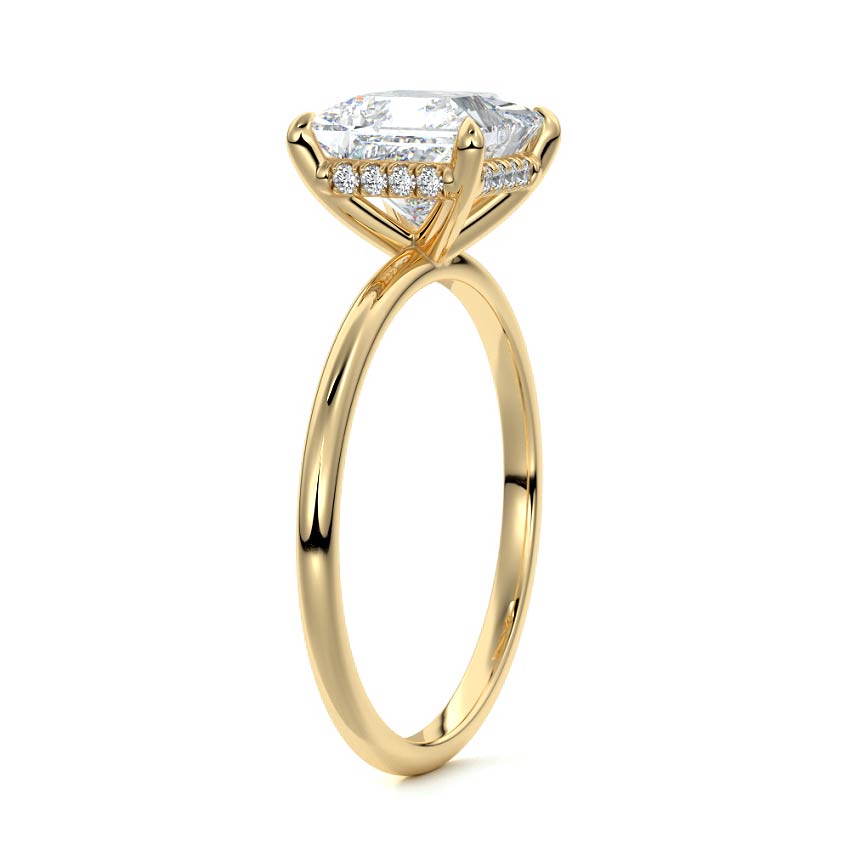 lab diamond engagement ring princess cut yellow gold NZ