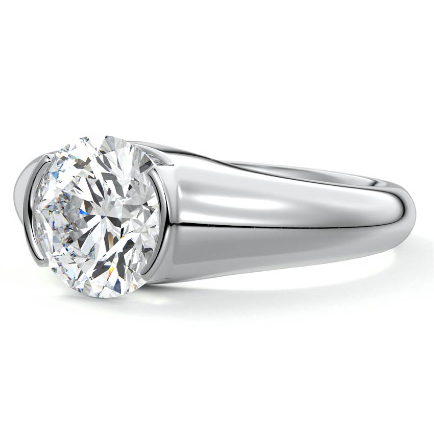 Round Solitaire Engagement Ring East-to-West set lab-grown diamond in platinum