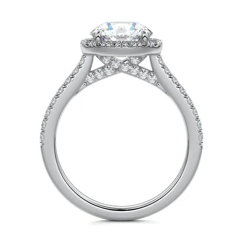 White gold halo diamond ring lab-grown round cut NZ