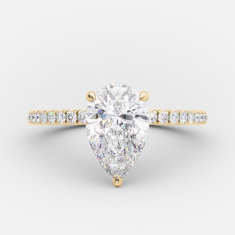 yellow gold pear pavé engagement ring Nura Lab