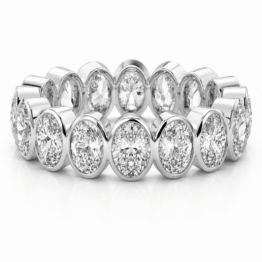 Phedra - Oval Bezel Eternity Band Lab Grown Diamond Wedding Ring