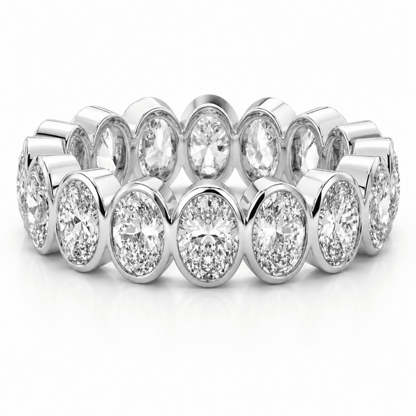 Phedra - Oval Bezel Eternity Band Lab Grown Diamond Wedding Ring