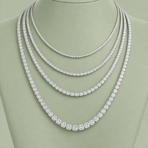 80 Carat Tennis Necklace - Lab Grown Moissanite Round Cut in Silver 925 Nura Lab