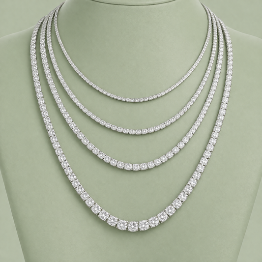 55 Carat Tennis Necklace - Lab Grown Moissanite Round Cut in Silver 925