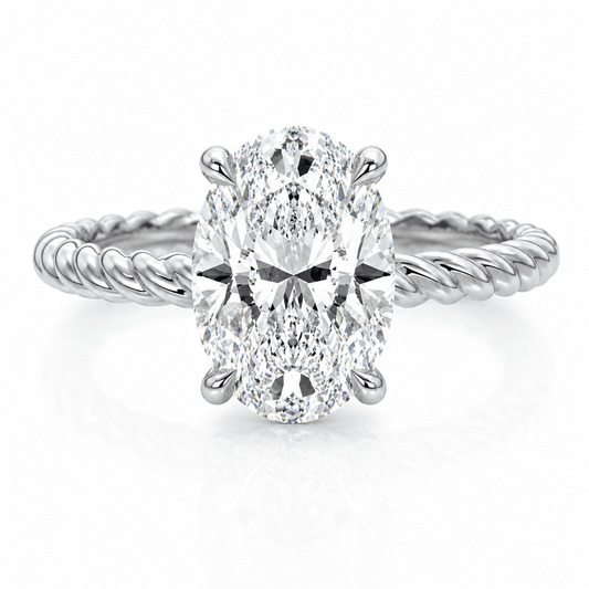 Lynn - Oval Rope Twisted Lab Grown Diamond Engagement Ring