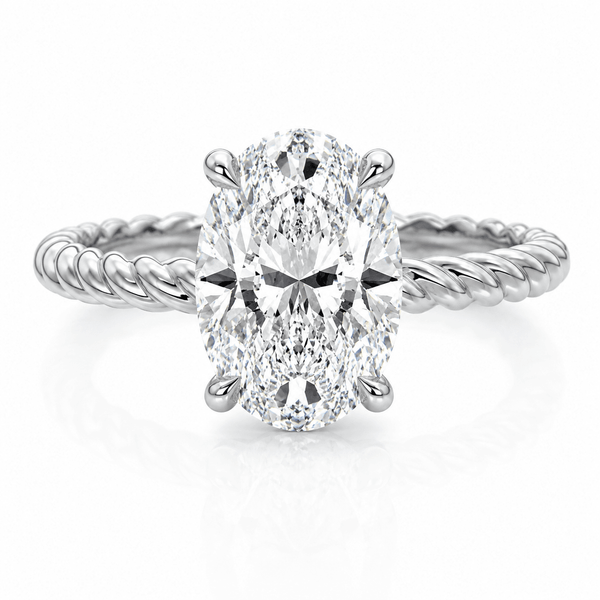 Lynn - Oval Rope Twisted Lab Grown Diamond Engagement Ring